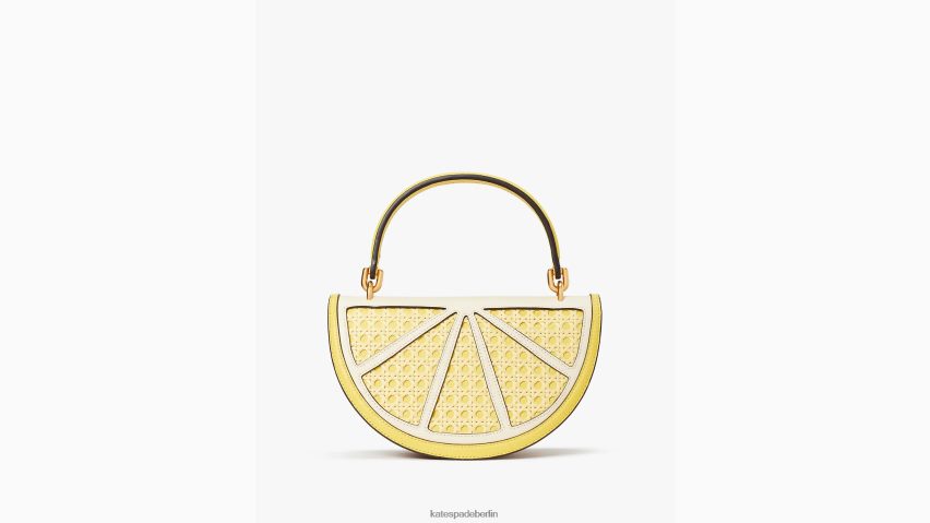 de Kate Spade Frauen 3D-Umhängetasche aus Korbgeflecht mit Zitronentropfenmuster Löwenzahngelb multi NB82J297 Zubehör