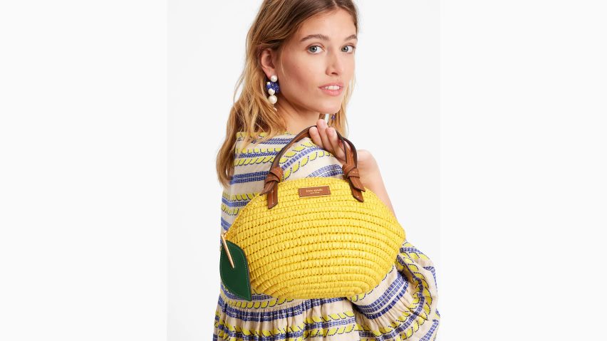 de Kate Spade Frauen 3D-Umhängetasche aus Stroh mit Zitronentropfenmuster Löwenzahngelb multi NB82J294 Zubehör