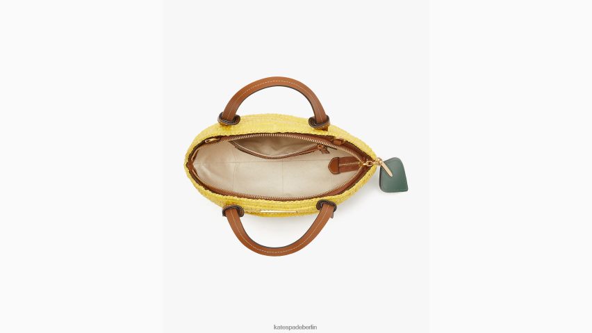 de Kate Spade Frauen 3D-Umhängetasche aus Stroh mit Zitronentropfenmuster Löwenzahngelb multi NB82J294 Zubehör