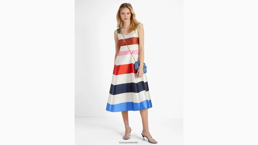 de Kate Spade Frauen Abenteuerliches gestreiftes Grace-Kleid Französisches Creme-Multi NB82J2757 Bekleidung