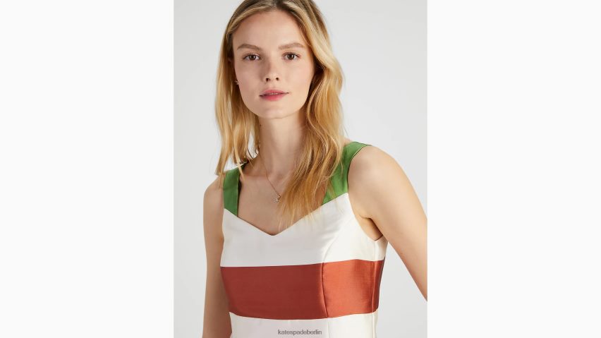 de Kate Spade Frauen Abenteuerliches gestreiftes Grace-Kleid Französisches Creme-Multi NB82J2757 Bekleidung