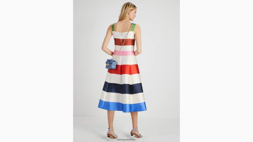 de Kate Spade Frauen Abenteuerliches gestreiftes Grace-Kleid Französisches Creme-Multi NB82J2757 Bekleidung