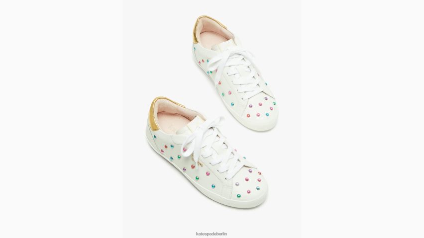 de Kate Spade Frauen Ace-Gem-Sneaker Optik weiß/gold NB82J2660 Schuhwerk