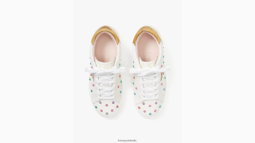 de Kate Spade Frauen Ace-Gem-Sneaker Optik weiß/gold NB82J2660 Schuhwerk