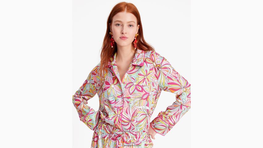 de Kate Spade Frauen After-Hour-Shirt mit Anemonen-Blumenmuster Rosenmarmelade multi NB82J2688 Bekleidung