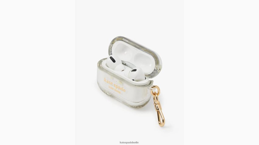 de Kate Spade Frauen Airpods Pro-Hülle mit flüssigem Glitzer in Perlmutt- und Pavé-Optik Halo weiß NB82J21451 Zubehör