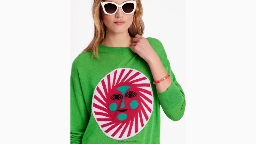 de Kate Spade Frauen Alexander Girard x Pullover Papageiengrün NB82J2686 Bekleidung