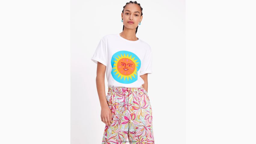 de Kate Spade Frauen Alexander Girard x Tee frisches Weiß NB82J2683 Bekleidung