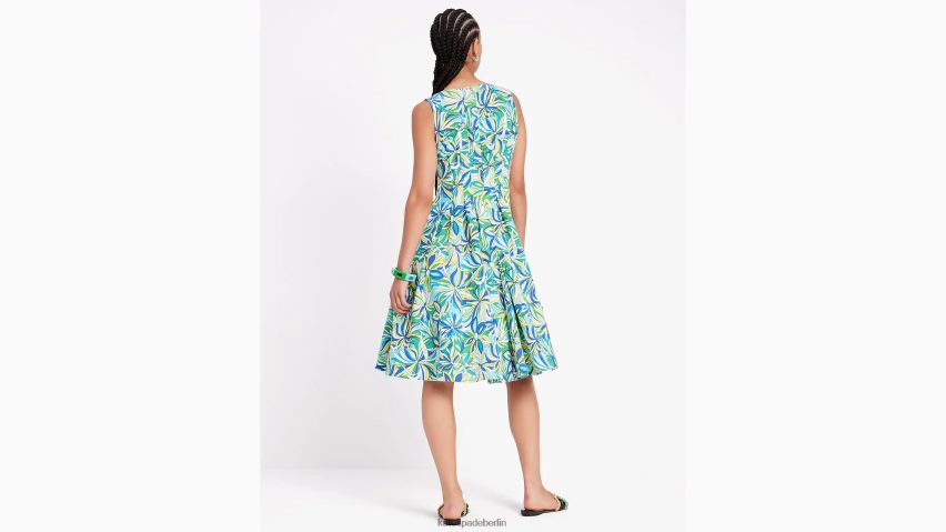 de Kate Spade Frauen Amelia-Kleid mit Anemonenblumenmuster Gletscherblau Multi NB82J2680 Bekleidung