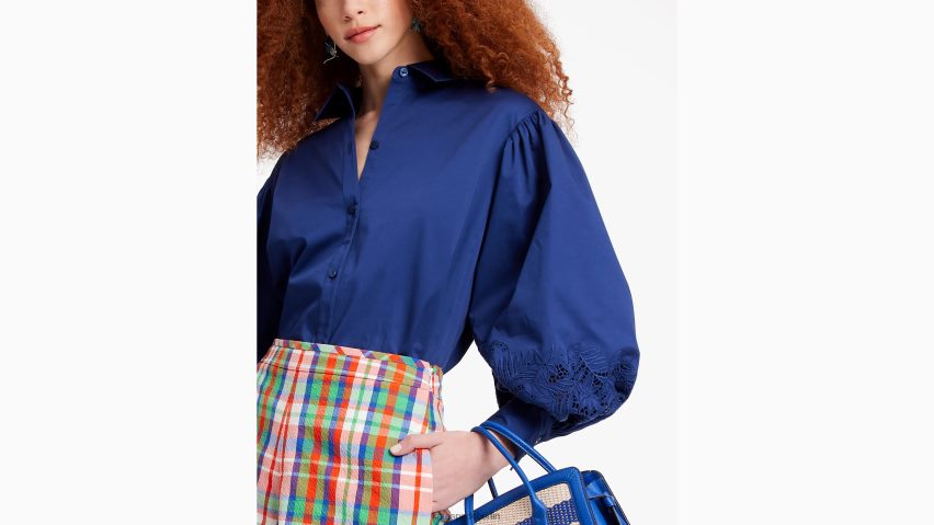 de Kate Spade Frauen Andie-Hemd aus Popeline mit Stickerei Französische Marine NB82J2729 Bekleidung