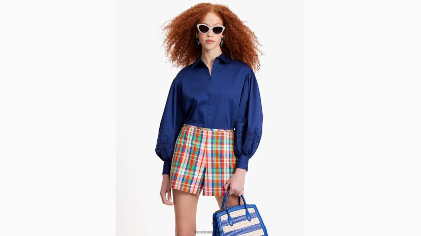 de Kate Spade Frauen Andie-Hemd aus Popeline mit Stickerei Französische Marine NB82J2729 Bekleidung