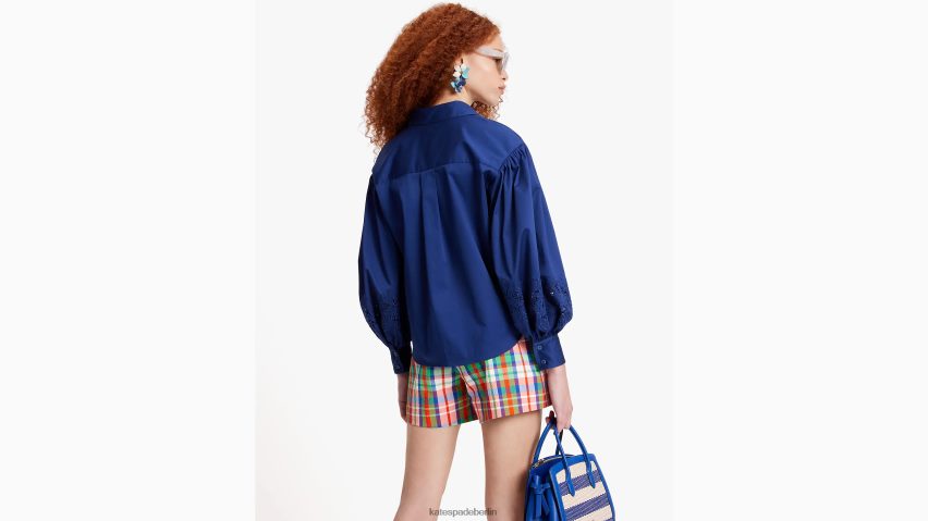 de Kate Spade Frauen Andie-Hemd aus Popeline mit Stickerei Französische Marine NB82J2729 Bekleidung