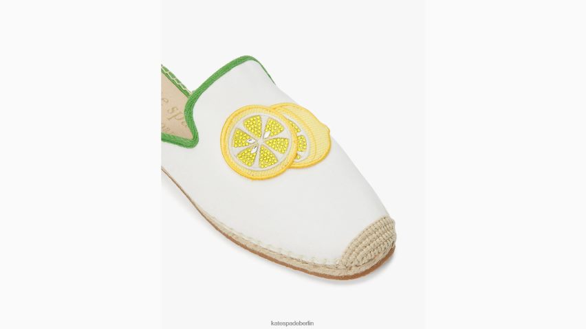 de Kate Spade Frauen Azura-Zitronen-Espadrille-Mules echtes Weiß/KS-Grün NB82J2499 Schuhwerk
