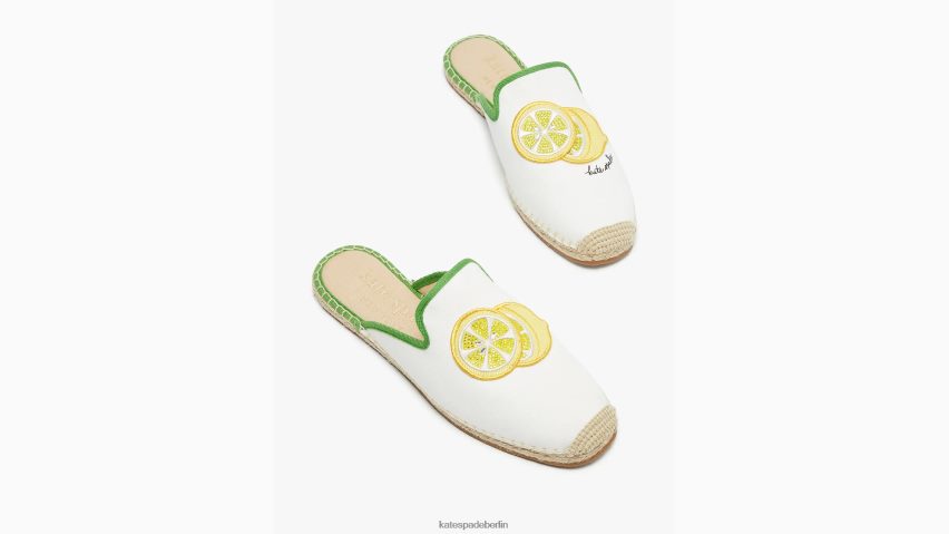 de Kate Spade Frauen Azura-Zitronen-Espadrille-Mules echtes Weiß/KS-Grün NB82J2499 Schuhwerk