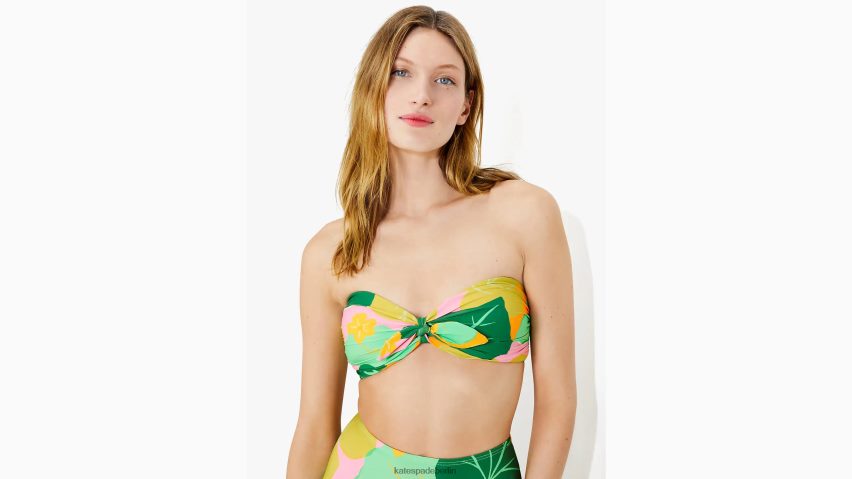de Kate Spade Frauen Bandeau-Bikinioberteil mit Gurken-Blumenmuster zum Binden Opal NB82J2931 Bekleidung