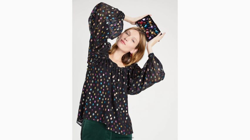 de Kate Spade Frauen Belle-Top mit Metallic-Feiertagspunkten multi NB82J2920 Bekleidung