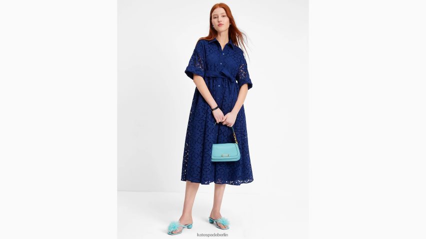 de Kate Spade Frauen Besticktes Montauk-Kleid mit Cutwork-Muster Französische Marine NB82J2720 Bekleidung