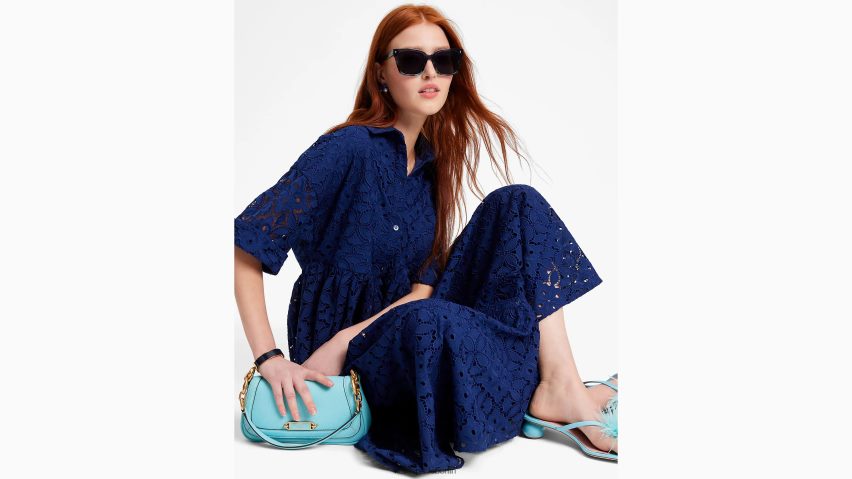 de Kate Spade Frauen Besticktes Montauk-Kleid mit Cutwork-Muster Französische Marine NB82J2720 Bekleidung