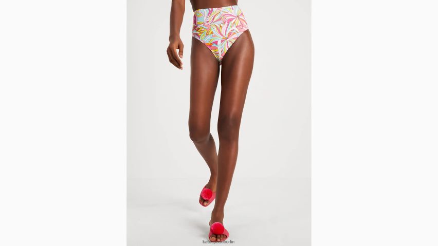 de Kate Spade Frauen Bikinihose mit hohem Bund und Blumenmuster in Anemonenoptik rosa multi NB82J2788 Bekleidung