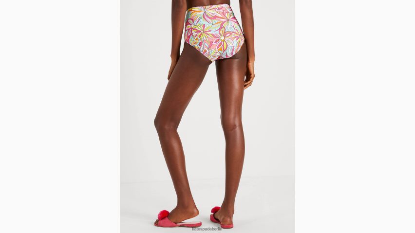 de Kate Spade Frauen Bikinihose mit hohem Bund und Blumenmuster in Anemonenoptik rosa multi NB82J2788 Bekleidung