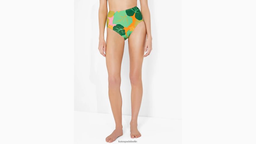 de Kate Spade Frauen Bikinihose mit hohem Bund und Blumenmuster in Gurkenform Opal NB82J2933 Bekleidung