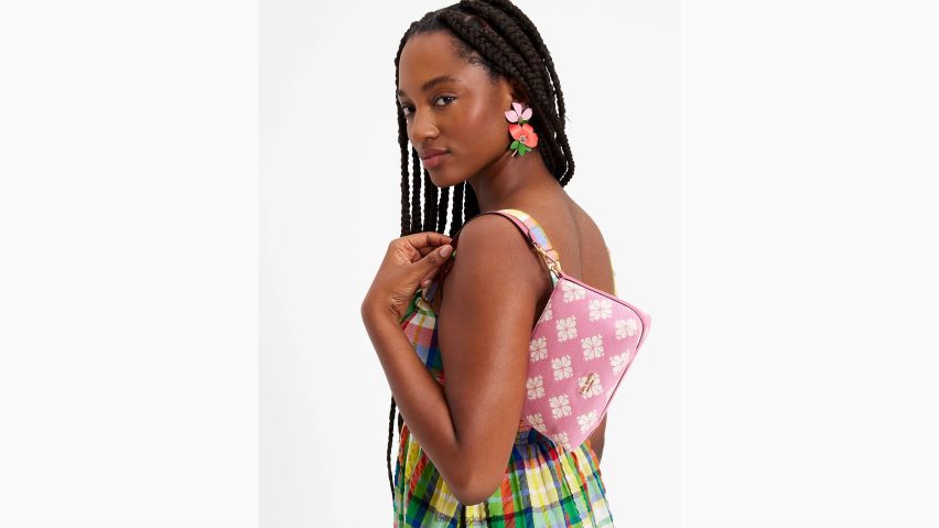 de Kate Spade Frauen Blumen-Ost-West-Pochette aus zweifarbigem Segeltuch Bommel rosa bunt NB82J2251 Zubehör