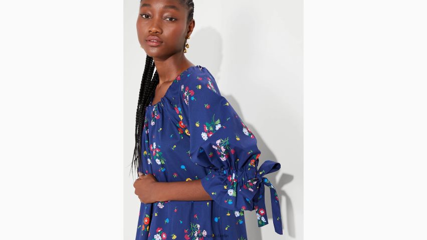 de Kate Spade Frauen Blumenstrauß-Kleid zum Binden Französische Marine NB82J2891 Bekleidung