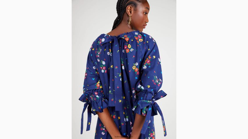 de Kate Spade Frauen Blumenstrauß-Kleid zum Binden Französische Marine NB82J2891 Bekleidung