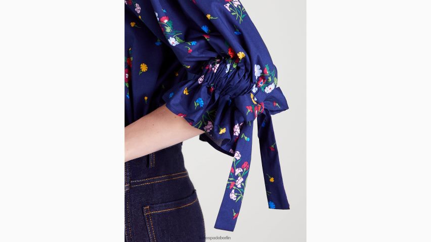 de Kate Spade Frauen Blumenstrauß-Top zum Binden Französische Marine NB82J2928 Bekleidung