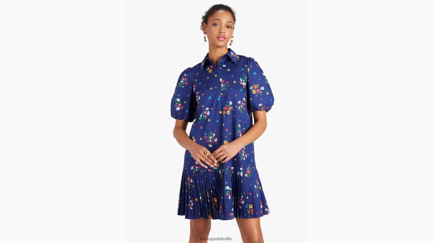 de Kate Spade Frauen Blumenstrauß werfendes plissiertes Seekleid Französische Marine NB82J2918 Bekleidung