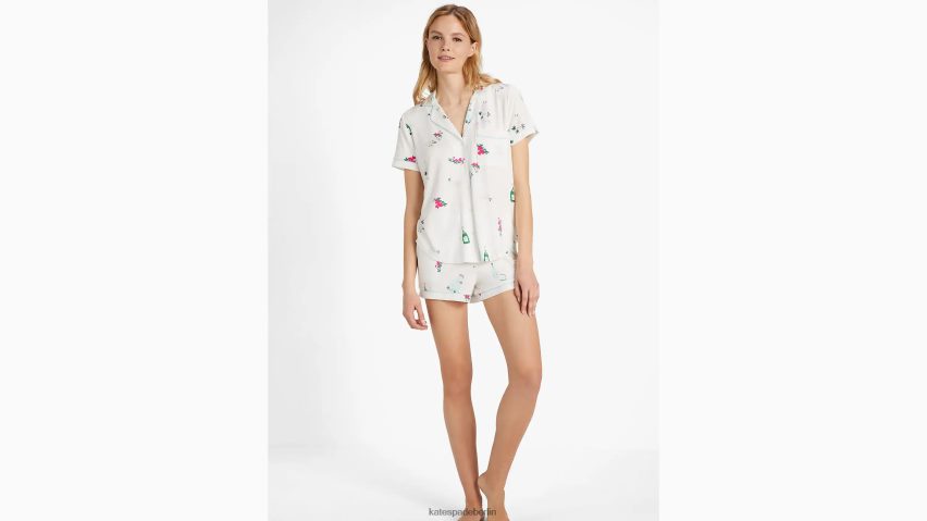 de Kate Spade Frauen Braut-Kurzpyjama-Set Feierdruck NB82J2831 Bekleidung