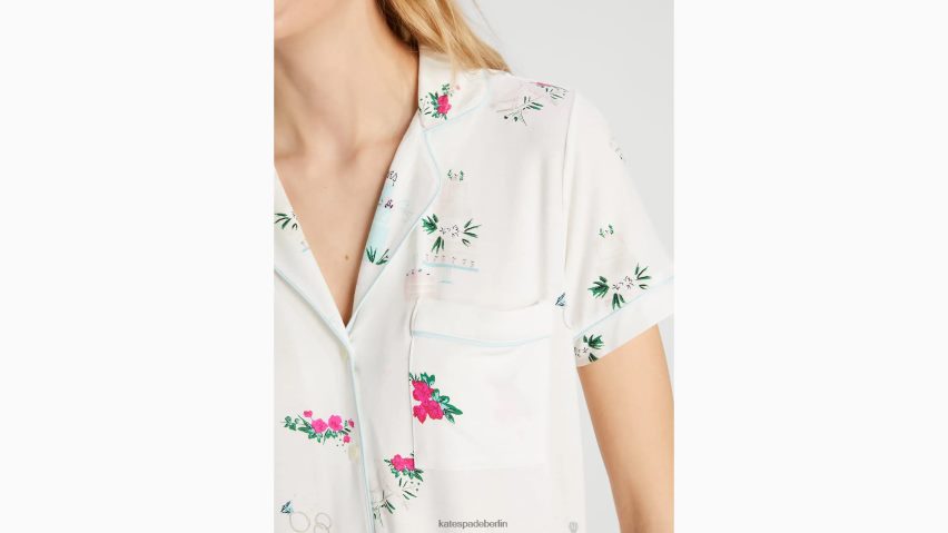 de Kate Spade Frauen Braut-Kurzpyjama-Set Feierdruck NB82J2831 Bekleidung
