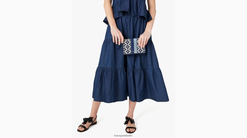 de Kate Spade Frauen Brieftasche mit Blumen-Jacquard-Streifen und Kette blau-multi NB82J2253 Zubehör