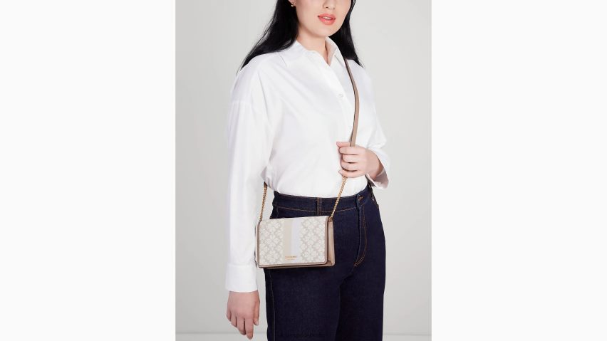 de Kate Spade Frauen Brieftasche mit Blumen-Jacquard-Streifen und Kette natürliches Multi NB82J2255 Zubehör