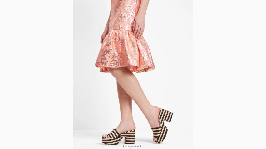 de Kate Spade Frauen Brokatkleid mit tropischem Blattwerk Seestern/Gold NB82J2713 Bekleidung