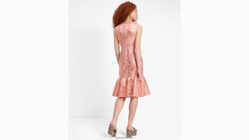 de Kate Spade Frauen Brokatkleid mit tropischem Blattwerk Seestern/Gold NB82J2713 Bekleidung