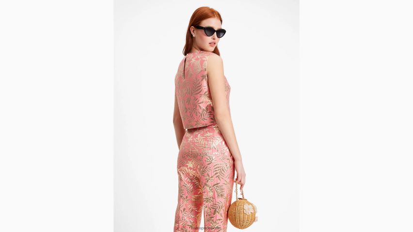 de Kate Spade Frauen Brokatschale mit tropischem Blattwerk Seestern/Gold NB82J2730 Bekleidung