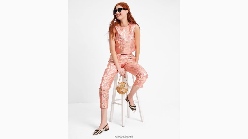 de Kate Spade Frauen Brokatschale mit tropischem Blattwerk Seestern/Gold NB82J2730 Bekleidung