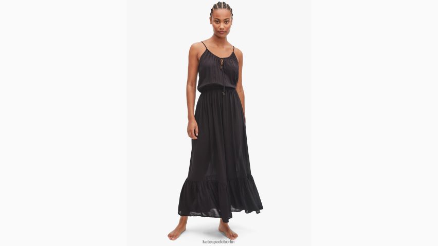 de Kate Spade Frauen Cabana-Maxikleid mit Überwurf Schwarz NB82J2804 Bekleidung