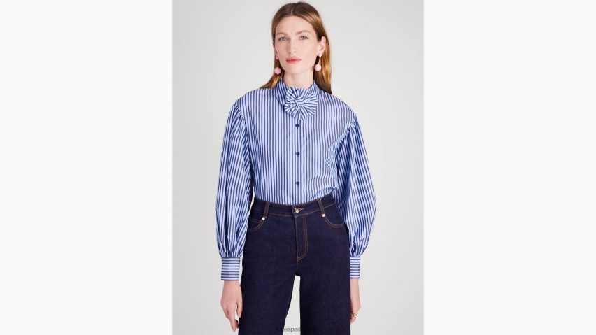 de Kate Spade Frauen Carrie-Hemd mit Gebäckstreifen Citrinblau NB82J2948 Bekleidung