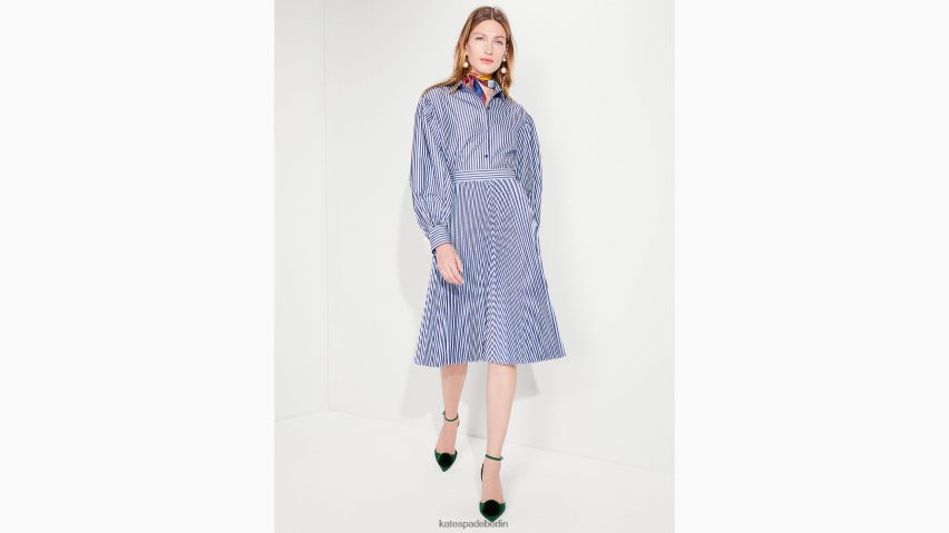 de Kate Spade Frauen Carrie-Hemd mit Gebäckstreifen Citrinblau NB82J2948 Bekleidung