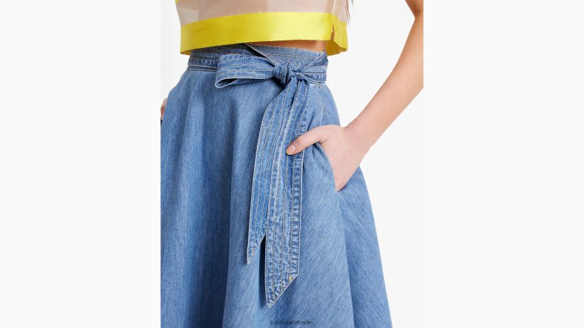 de Kate Spade Frauen Chambray-Midirock Sommerbrise blau NB82J2724 Bekleidung