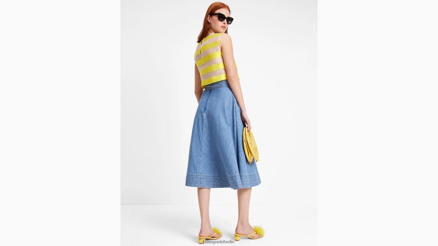 de Kate Spade Frauen Chambray-Midirock Sommerbrise blau NB82J2724 Bekleidung