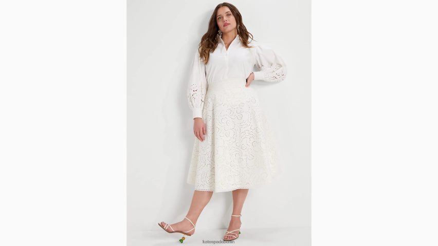 de Kate Spade Frauen Cutwork-Midirock mit Blumenstickerei französische Sahne NB82J2758 Bekleidung