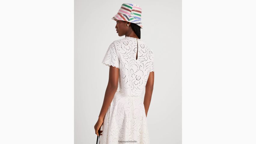 de Kate Spade Frauen Cutwork-Oberteil mit Blumenstickerei französische Sahne NB82J2750 Bekleidung