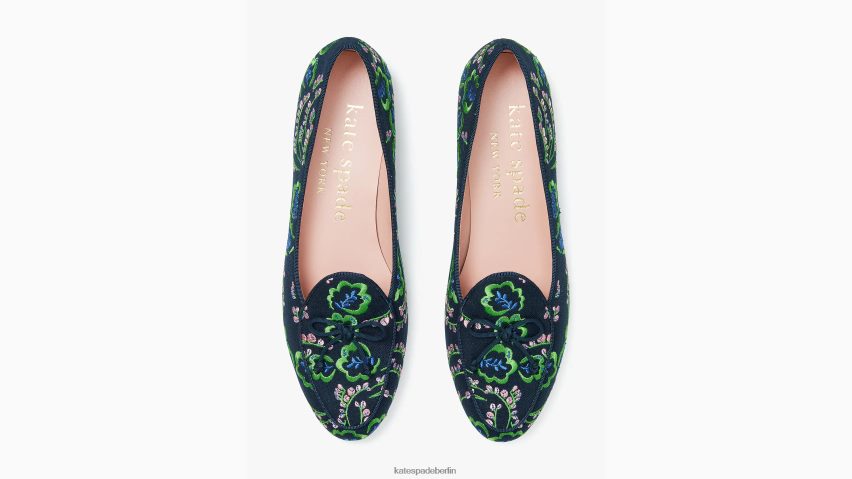 de Kate Spade Frauen Devi bestickte Slipper Blazer blau/Picknick-Blumenmuster NB82J2557 Schuhwerk