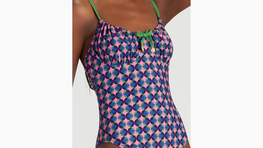 de Kate Spade Frauen Einteiliger Badeanzug mit Terrassenfliesen rosa Wolke NB82J2790 Bekleidung