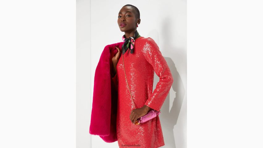 de Kate Spade Frauen Etuikleid mit Pailletten Motor rot NB82J2903 Bekleidung