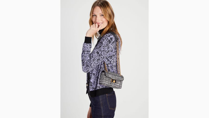 de Kate Spade Frauen Evelyn Pailletten-Tweed-Umhängetasche mit kleiner Schulterpartie schwarz-multi NB82J2476 Zubehör