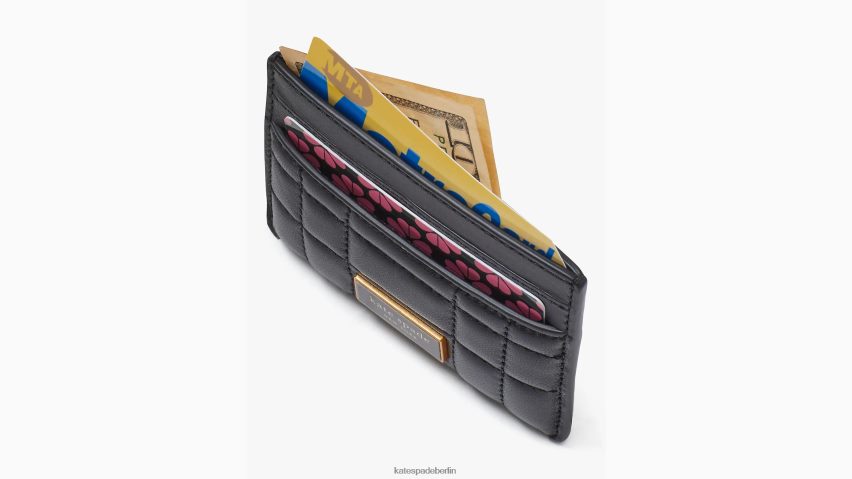 de Kate Spade Frauen Evelyn gestepptes Kartenetui Schwarz NB82J2391 Zubehör